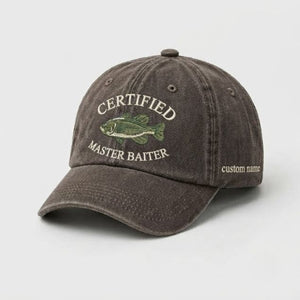 Certified Master Baiter Embroidered Hat, Custom Name Fishing Hat, Funny Bass Fishing Cap, Outdoor Angler Gift - 5