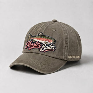 Master Baiter Trout Fishing Custom Name  Embroidered Cap, Cute Fish Outdoors Hat Gift for Women - 6