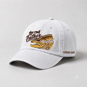 The Rod Father Trout Embroidered Hat, Custom Name Fishing Hat For Fisherman - 4