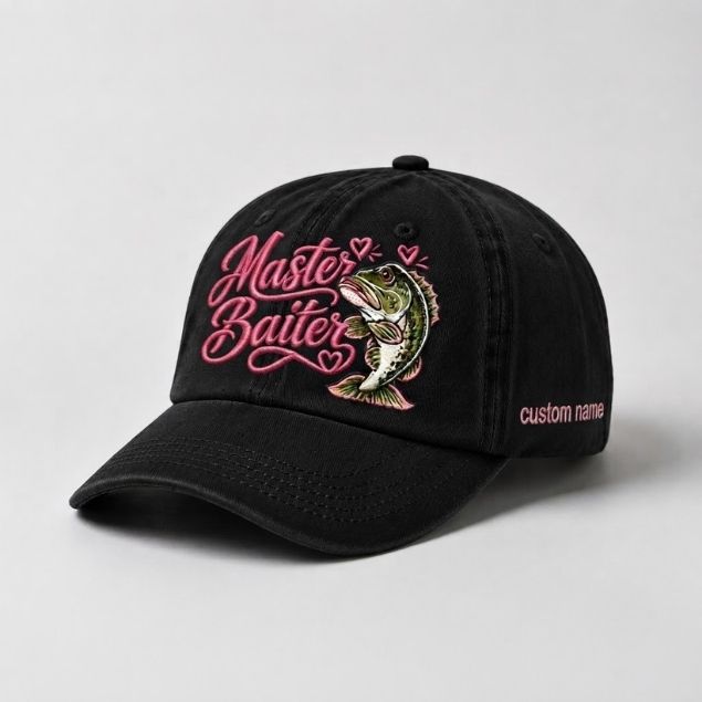 Master Baiter Hat Custom Name Largemouth Bass Embroidered Hat For Women