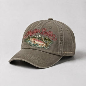 Master Baiter Rainbow Trout Hat Fishing Custom Name Embroidered Cap - 6