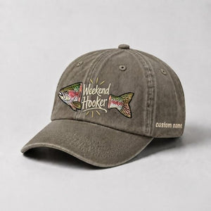 Weekend Hooker Custom Name Rainbow Trout Embroidered Hat Fishing - 6