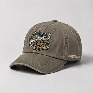 Weekend Hooker Hat, Custom Name Striped Bass Embroidered Hat - 6