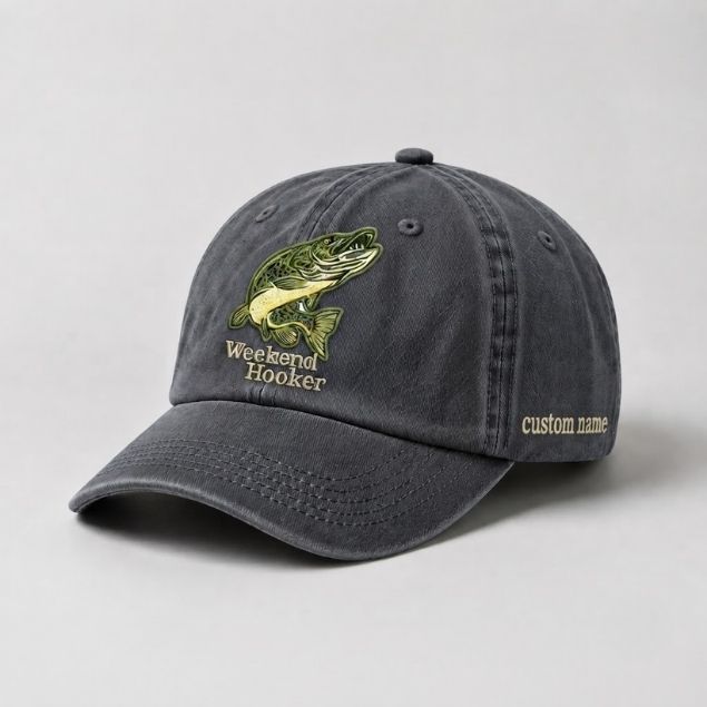 Weekend Hooker Hat Custom Name Pike Fishing Cap Embroidered