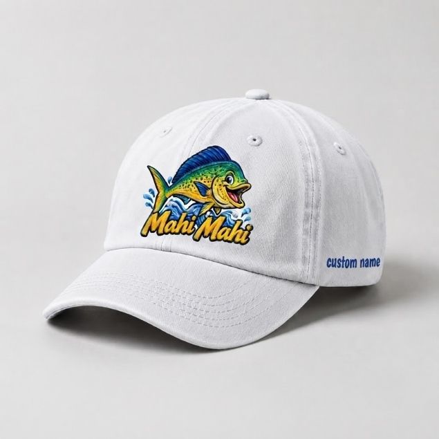 Mahi Mahi Custom Name Embroidered Fishing Hat, Offshore Angler Hat