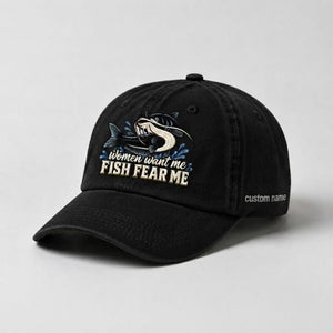 Women Want Me Fish Fear Me Catfish Hat, Custom Name Embroidered Fishing Cap - 2
