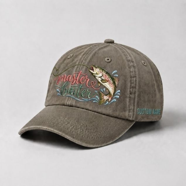 Master Baiter Trout Embroidered Hat, Custom Name Fishing Hat for Women