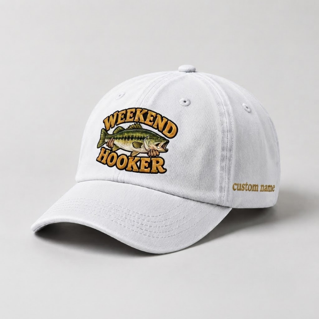 Weekend Hooker Largemouth Bass Embroidered Hat, Classic Bass Fishing Cap