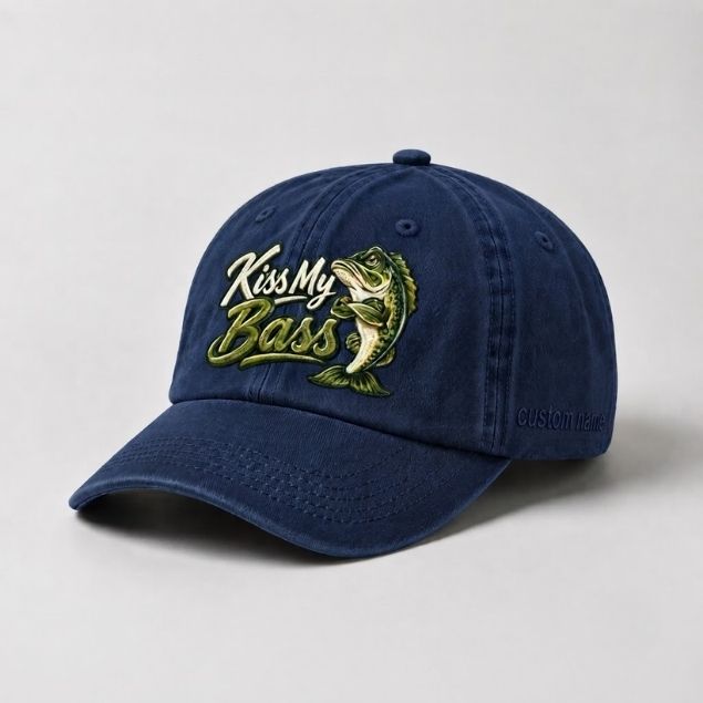 Kiss My Bass Hat Custom Name Embroidered Largemouth Bass Fishing