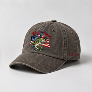 Kiss My Bass Custom Name Embroidered Hat Largemouth Bass USA Flag Fishing Cap - 5