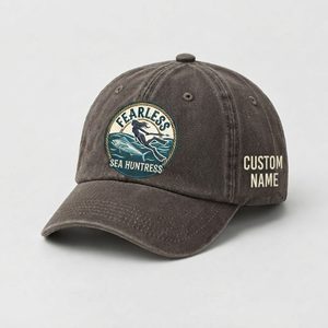 Spearfishing Hats For Women, Fearless Sea Huntress Custom Embroidered Baseball Cap, Personalized Vintage Washed Hat, Scuba Diving Gift - 5