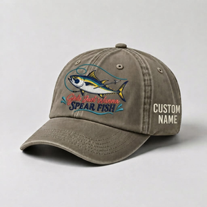 Spearfishing Hats For Women, Girls Just Wanna Spear Fish Custom Embroidered Cap, Personalized Vintage Washed Hat, Scuba Diving Gift - 6