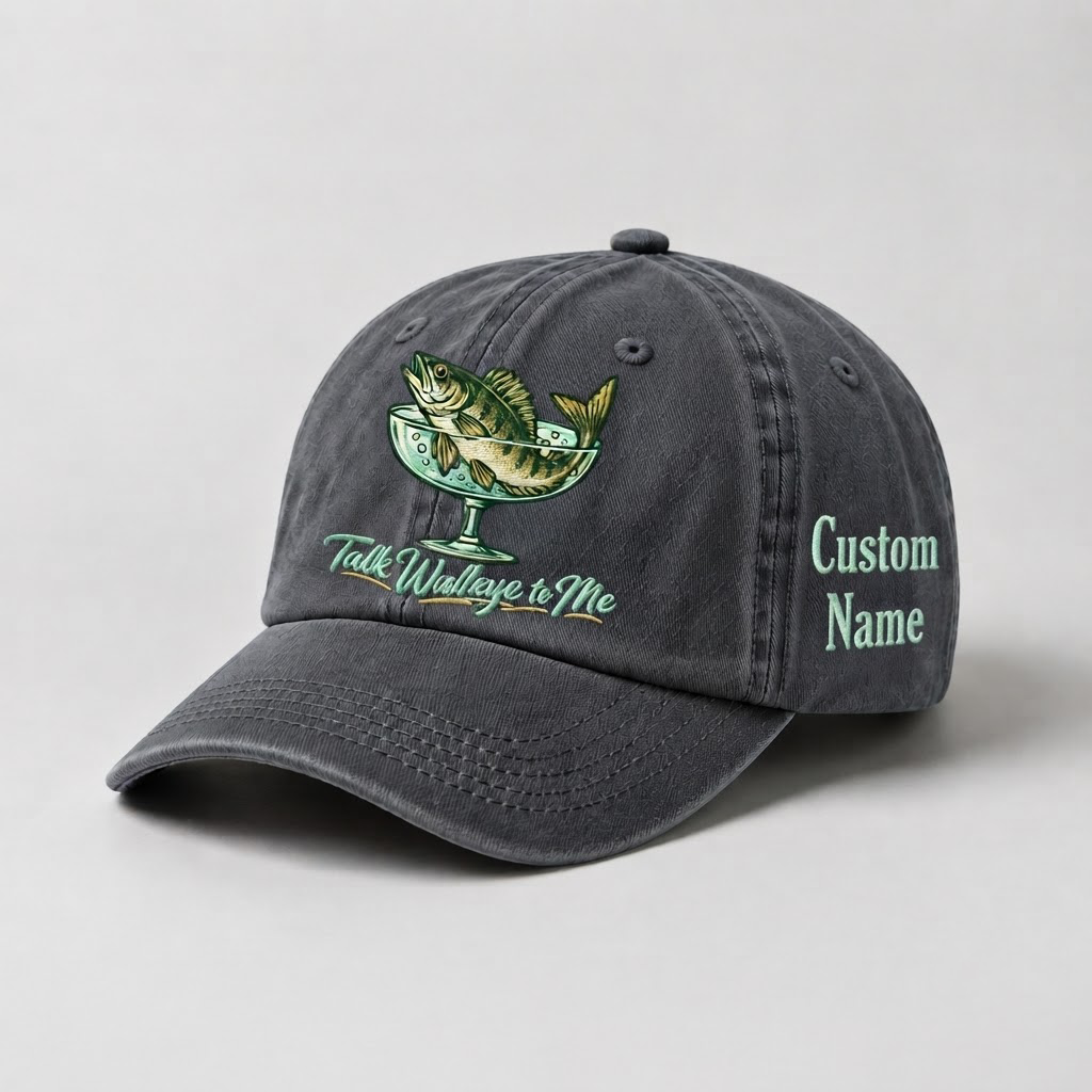 Custom Walleye Hat, Personalized Talk Walleye To Me Fishing Cap, Vintage Angler Gift, Fisherman Dad Hat, Outdoor Sports Embroidered Hat