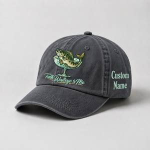 Custom Walleye Hat, Personalized Talk Walleye To Me Fishing Cap, Vintage Angler Gift, Fisherman Dad Hat, Outdoor Sports Embroidered Hat - 1