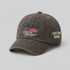 Spearfishing Hats For Women, Dive Deep Hunt Hard Custom Embroidered Baseball Cap, Personalized Vintage Washed Hat, Scuba Diving Gift - 5