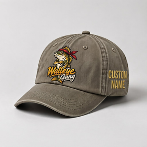 Custom Name Walleye Hat, Personalized Walleye Gang Fishing Cap, Vintage Fisherman Gift, Embroidered Outdoor Dad Hat - 6