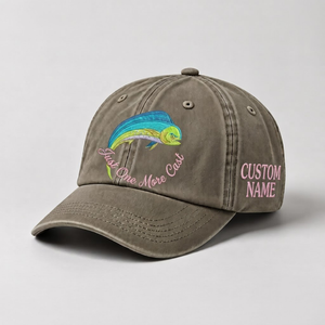 Just One More Cast Hat, Custom Fishing Hat for Women, Personalized Mahi Mahi Fish Embroidery Cap, Gift for Her - 6