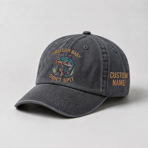 Catfish Fishing Embroidered Hat, Swallow Baby Don'T Spit Hat, Custom Dad Hat, Funny Fisherman Cap, Outdoors Gift, Novelty Meme Cap - 1