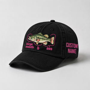 Funny Fishing Embroidered Hat for Women, Custom Largemouth Bass Hat ,  Personalized Fisherman Gift, Cute Outdoor Baseball Cap, Vintage Hat - 1