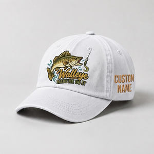 Custom Walleye Hat, Personalized Walleye Made Me Do It Fishing Cap, Vintage Angler Gift, Fisherman Dad Hat, Outdoor Sports Embroidered Hat - 4