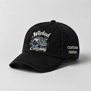 Wicked Catfishing Hat, Personalized Fisherman Gift, Fishing Embroidered Cap,  Vintage Dad Hat, Outdoor Angler Cap - 2