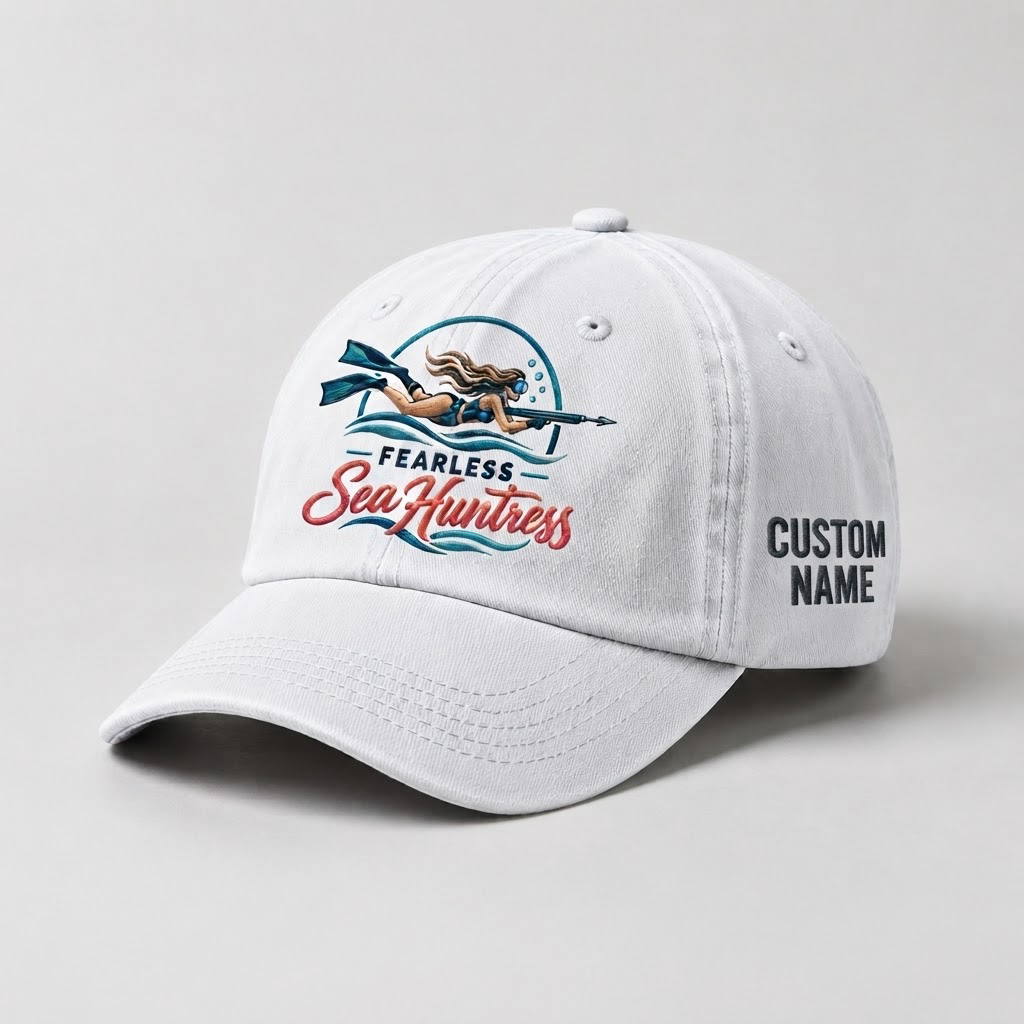 Spearfishing hats for Women, Scuba diver baseball cap Personalized vintage washed cap, Custom embroidered hat, Outdoor diving gift