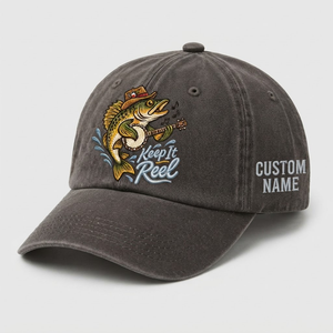 Custom Name Walleye Hat, Personalized Keep It Reel Fishing Cap, Vintage Fisherman Gift, Embroidered Outdoor Dad Hat - 5