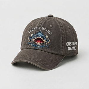 Cast First Ask Later Embroidered Cap, Personalized Fisherman Gift, Catfish Fishing Hat,   Vintage Dad Hat, Outdoor Angler Cap - 5