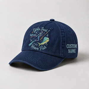 Girls Just Wanna Have Fish Hat, Custom Spearfishing Hat for Women, Personalized Dive Embroidery Cap, Gift For Her - 3