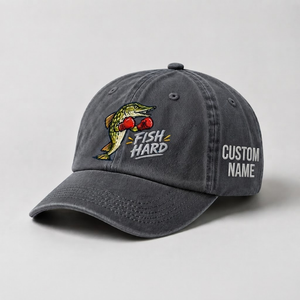 Pike Hat, Custom Fish Hard Embroidered Cap, Personalized Fisherman Gift, Vintage Washed Cotton Dad Hat, Fishing Merch - 1