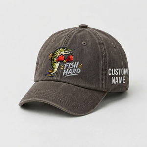 Pike Hat, Custom Fish Hard Embroidered Cap, Personalized Fisherman Gift, Vintage Washed Cotton Dad Hat, Fishing Merch - 5