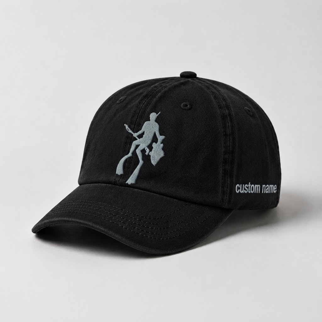 Spearfishing Hats For Women, Custom Embroidered Baseball Cap, Personalized Freediving Gift, Vintage Washed Cotton Dad Hat, Outdoor Gear