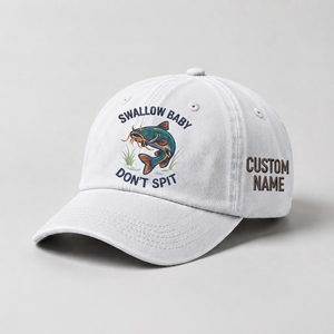 Catfish Fishing Embroidered Hat, Swallow Baby Don'T Spit Hat, Custom Dad Hat, Funny Fisherman Cap, Outdoors Gift, Novelty Meme Cap - 4