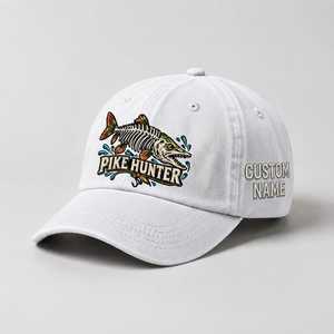 Pike Hat, Custom Pike Hunter Embroidered Cap, Personalized Fisherman Gift, Vintage Washed Cotton Dad Hat, Fishing Merch - 4
