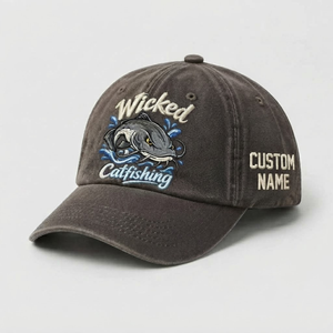 Wicked Catfishing Hat, Personalized Fisherman Gift, Fishing Embroidered Cap,  Vintage Dad Hat, Outdoor Angler Cap - 5