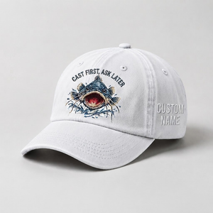Cast First Ask Later Embroidered Cap, Personalized Fisherman Gift, Catfish Fishing Hat,   Vintage Dad Hat, Outdoor Angler Cap - 4