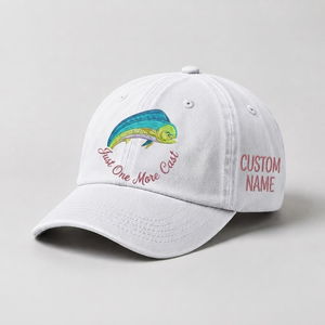 Just One More Cast Hat, Custom Fishing Hat for Women, Personalized Mahi Mahi Fish Embroidery Cap, Gift for Her - 4