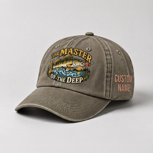 Custom Walleye Hat, Personalized The Master Of The Deep Fishing Cap, Vintage Angler Gift, Fisherman Dad Hat, Outdoor Sports Embroidered Hat - 6