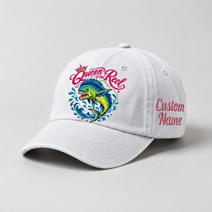 Queen of the Reel Hat for Women, Custom Fishing Hat for Women, Personalized Mahi Mahi Embroidery Cap, Gift for Her - 4