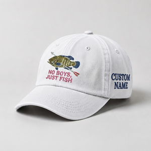 Spearfishing Hats For Women, No Boys, Just Fish Custom Embroidered Baseball Cap, Personalized Vintage Washed Hat, Scuba Diving Gift - 4