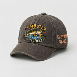 Custom Walleye Hat, Personalized The Master Of The Deep Fishing Cap, Vintage Angler Gift, Fisherman Dad Hat, Outdoor Sports Embroidered Hat - 5