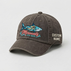 Spearfishing Hats For Women, Mermaids Bite Back Custom Embroidered Baseball Cap, Personalized Vintage Washed Hat, Scuba Diving Gift - 5