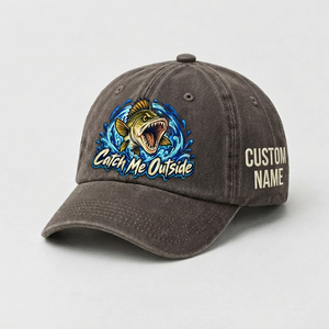 Custom Name Walleye Hat, Personalized Catch Me Outside Fishing Cap, Vintage Fisherman Gift, Embroidered Outdoor Dad Hat - 5