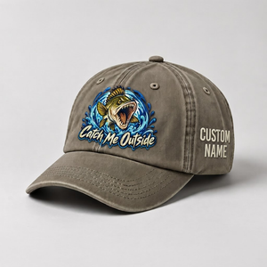 Custom Name Walleye Hat, Personalized Catch Me Outside Fishing Cap, Vintage Fisherman Gift, Embroidered Outdoor Dad Hat - 6