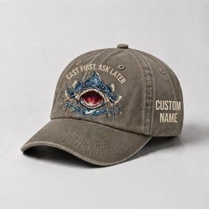 Cast First Ask Later Embroidered Cap, Personalized Fisherman Gift, Catfish Fishing Hat,   Vintage Dad Hat, Outdoor Angler Cap - 6