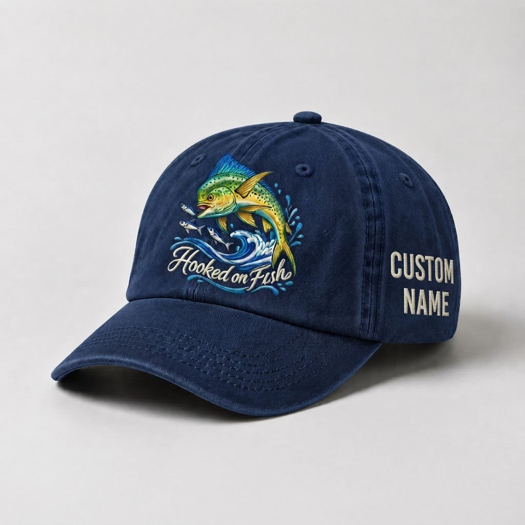Mahi Mahi Fishing Hat, Personalized Fisherman Dad Cap, Vintage Angler Gift, Outdoor Sports Hat, Fishing Lover Gift