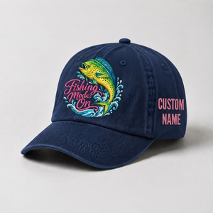Fishing Mode On Hat For Women, Custom Fishing Hat For Women, Personalized Mahi Mahi Embroidery Cap,  Gift For Her - 3