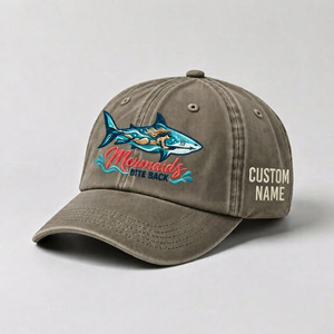 Spearfishing Hats For Women, Mermaids Bite Back Custom Embroidered Baseball Cap, Personalized Vintage Washed Hat, Scuba Diving Gift - 6