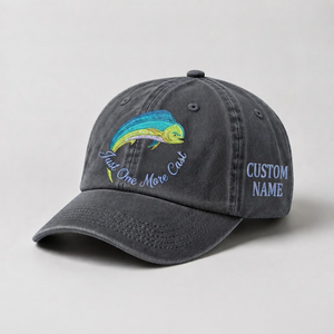 Just One More Cast Hat, Custom Fishing Hat for Women, Personalized Mahi Mahi Fish Embroidery Cap, Gift for Her - 1
