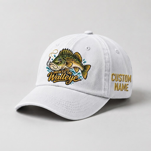 Custom Walleye Hat, Personalized Hooked On Walleye Fishing Cap, Vintage Angler Gift, Fisherman Dad Hat, Outdoor Sports Embroidered Hat - 4